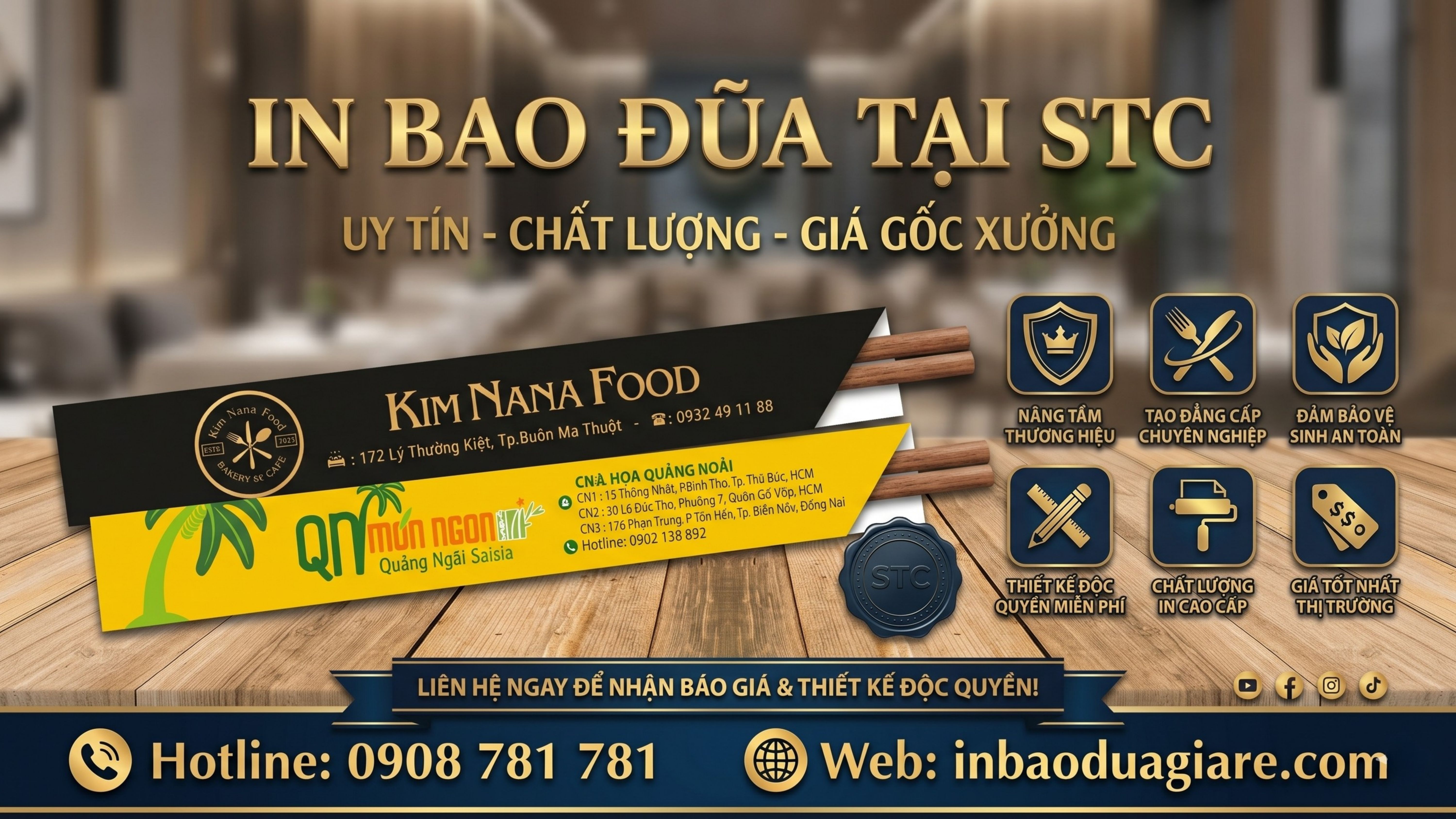 Thiết kế và in bao đũa phù hợp mọi phong cách nhà hàng